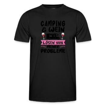 Campen Wein Campingplatz Geschenk - Männer Funktions-T-Shirt - Schwarz - Vorne - AI Model Male 178 dark (178cm)