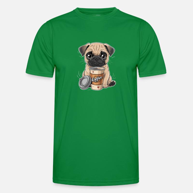 Mops Hundehalter Mops Liebe Kaffee Männer Funktions-T-Shirt