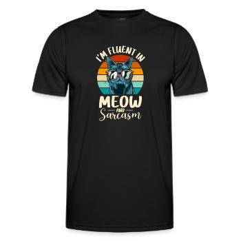 Funny cat saying - Men's Functional T-Shirt - black - Front - AI Model Male 178 dark (178cm)