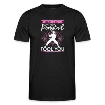 Don't Let The Ponytail Fool You - Funny Muay Thai - Men's Functional T-Shirt - black - Front - AI Model Male 178 dark (178cm)