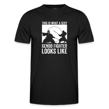 This is what a sexy Kendo Fighter looks like - Men's Functional T-Shirt - black - Front - AI Model Male 178 dark (178cm)