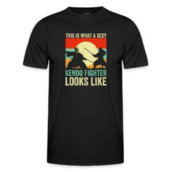 This is what a sexy Kendo Fighter looks like - Men's Functional T-Shirt - black - Front - AI Model Male 178 dark (178cm)