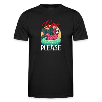 Party Flamingo Wine please Funny Flamingo Party - Men's Functional T-Shirt - black - Front - AI Model Male 178 dark (178cm)