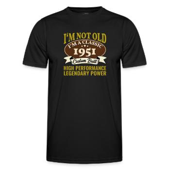 74e anniversaire Voiture classique Né en 1951 74 ans - T-shirt sport Homme - noir - Devant - AI Model Male 178 dark (178cm)