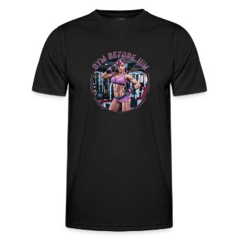Gym Before Him für Sportliche Frauen - Männer Funktions-T-Shirt - Schwarz - Vorne - AI Model Male 178 dark (178cm)