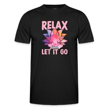 Relax and let it go - Funny Yoga Sayings - Männer Funktions-T-Shirt - Schwarz - Vorne - AI Model Male 178 dark (178cm)