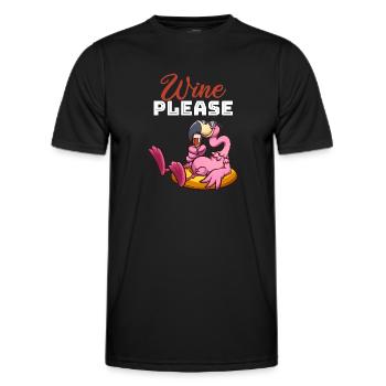 Funny Flamingo Wine - Funny Flamingo Wine please - Men's Functional T-Shirt - black - Front - AI Model Male 178 dark (178cm)
