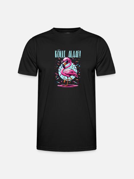 Kölle Alaaf Flamingo Party Vibes - Men's Functional T-Shirt - black
