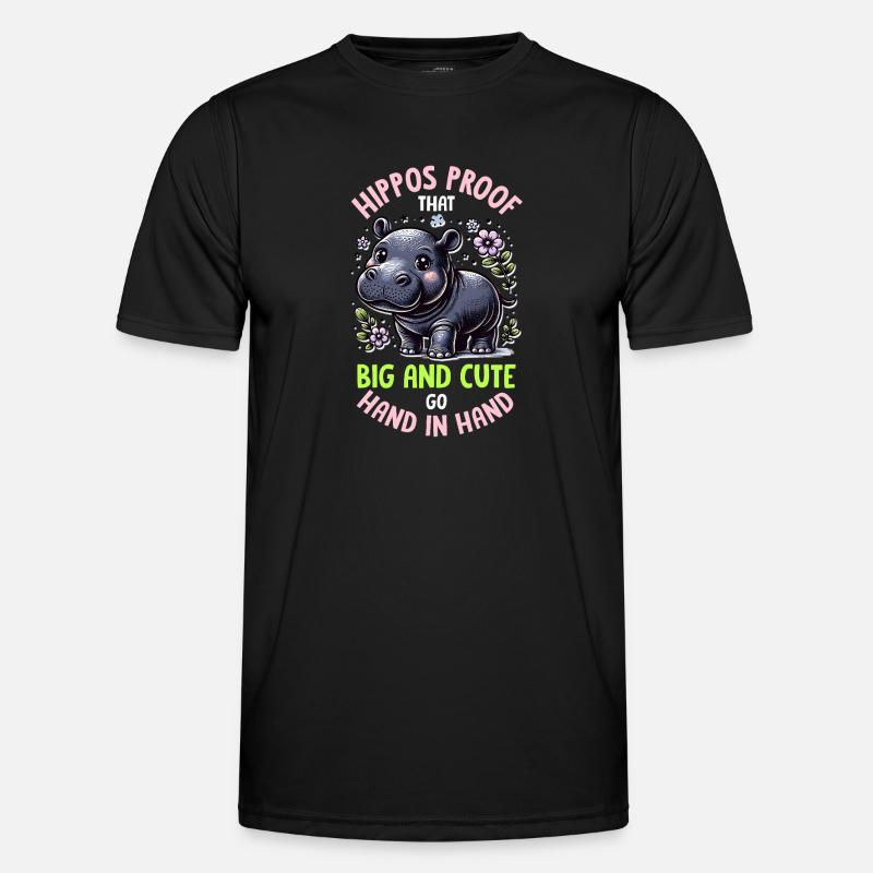 Nilpferd - Männer Funktions-T-Shirt - Schwarz