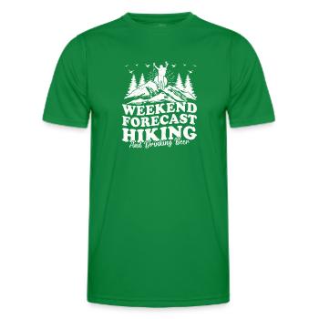 Prévisions du week-end Randonnée et consommation de bière - Drôle - T-shirt sport Homme - vert - Devant - AI Model Male 178 dark (178cm)
