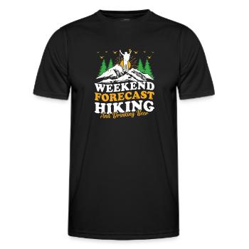 Weekend forecast Hiking and drinking beer - Hiking - Men's Functional T-Shirt - black - Front - AI Model Male 178 dark (178cm)
