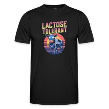 Vache laitière tolérante au lactose - T-shirt sport Homme - noir - Devant - AI Model Male 178 dark (178cm)