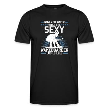 Now you know what the sexy wakeboarder looks like - Männer Funktions-T-Shirt - Schwarz - Vorne - AI Model Male 178 dark (178cm)