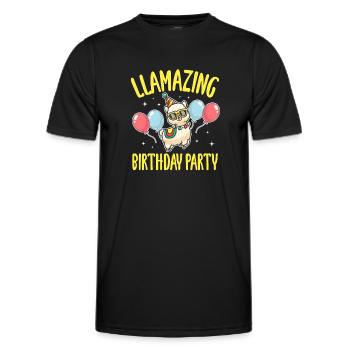 Funny Birthday Party - LLamazing birthday Party - Men's Functional T-Shirt - black - Front - AI Model Male 178 dark (178cm)