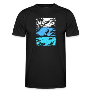 Kitesurfing Silhouette Kitesurfer Kiteboarding - Männer Funktions-T-Shirt - Schwarz - Vorne - AI Model Male 178 dark (178cm)