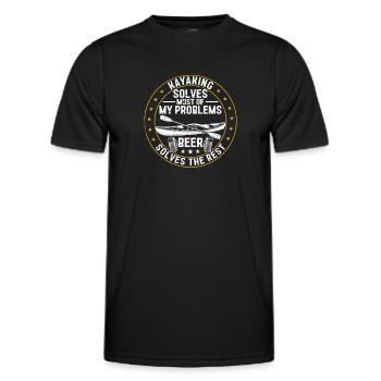Kayaking solves most of my problems beer solves - Männer Funktions-T-Shirt - Schwarz - Vorne - AI Model Male 178 dark (178cm)