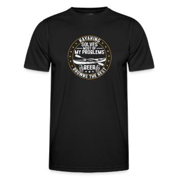 Kayaking solves most of my problems beer drowns - Men's Functional T-Shirt - black - Front - AI Model Male 178 dark (178cm)