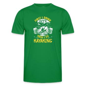 Funny Kayaker - First I Drink Beer Then I go - Men's Functional T-Shirt - kelly green - Front - AI Model Male 178 dark (178cm)
