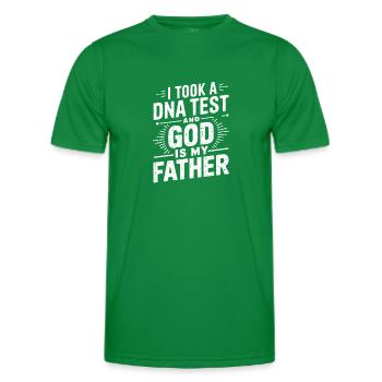 DNA test done, God is my father! Christian - Men's Functional T-Shirt - kelly green - Front - AI Model Male 178 dark (178cm)