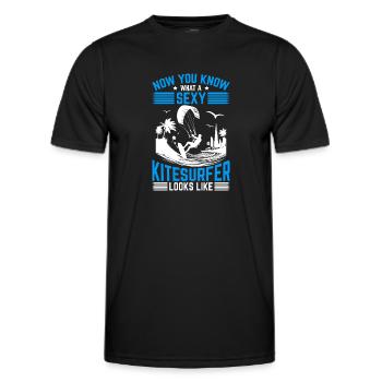 Now you know what a sexy kitesurfer looks like - Männer Funktions-T-Shirt - Schwarz - Vorne - AI Model Male 178 dark (178cm)