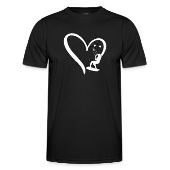 Kitesurfing Watersports Kiteboarding Heart - Männer Funktions-T-Shirt - Schwarz - Vorne - AI Model Male 178 dark (178cm)