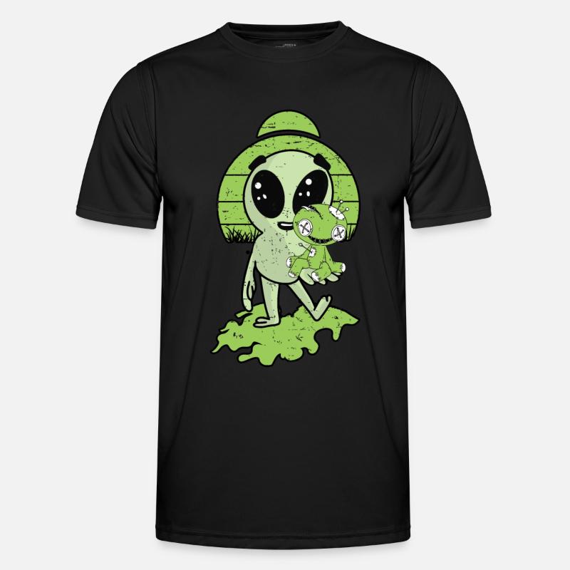 Alien mit Voodoo Puppe Männer Funktions-T-Shirt