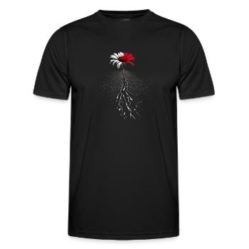 Rot weiße Blume bricht durch den Asphalt Straße - Männer Funktions-T-Shirt - Schwarz - Vorne - AI Model Male 178 dark (178cm)