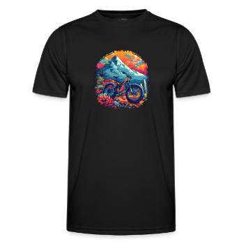 Mountainbike Retrowave - Männer Funktions-T-Shirt - Schwarz - Vorne - AI Model Male 178 dark (178cm)