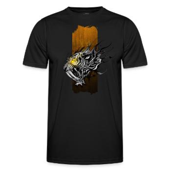 Inferno's Roar: Saber-Toothed Tiger with Glowing Y - Men's Functional T-Shirt - black - Front - AI Model Male 178 dark (178cm)