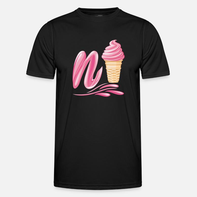 N'ice Erdbeer-Softeis-Emoji mit Buchstaben N Männer Funktions-T-Shirt