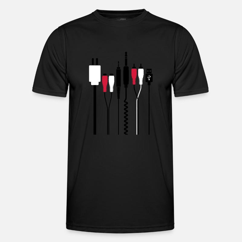 Audio and power connectors - Men's Functional T-Shirt - black