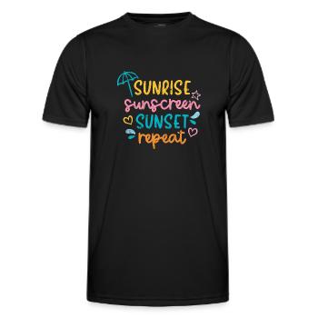 SONNEN AUFGANG SCHUTZMITTEL UNTERGANG SPRUCH MOTIV - Männer Funktions-T-Shirt - Schwarz - Vorne - AI Model Male 178 dark (178cm)