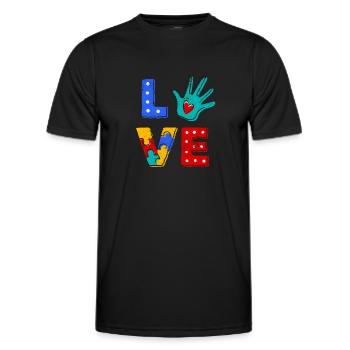 AUTISME ENFANT ASPERGER AUTIST LOVE DICTONS MOTIFS - T-shirt sport Homme - noir - Devant - AI Model Male 178 dark (178cm)