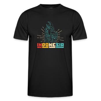 Indonesien Reise Bali Wayang Kulit Schatten - Männer Funktions-T-Shirt - Schwarz - Vorne - AI Model Male 178 dark (178cm)