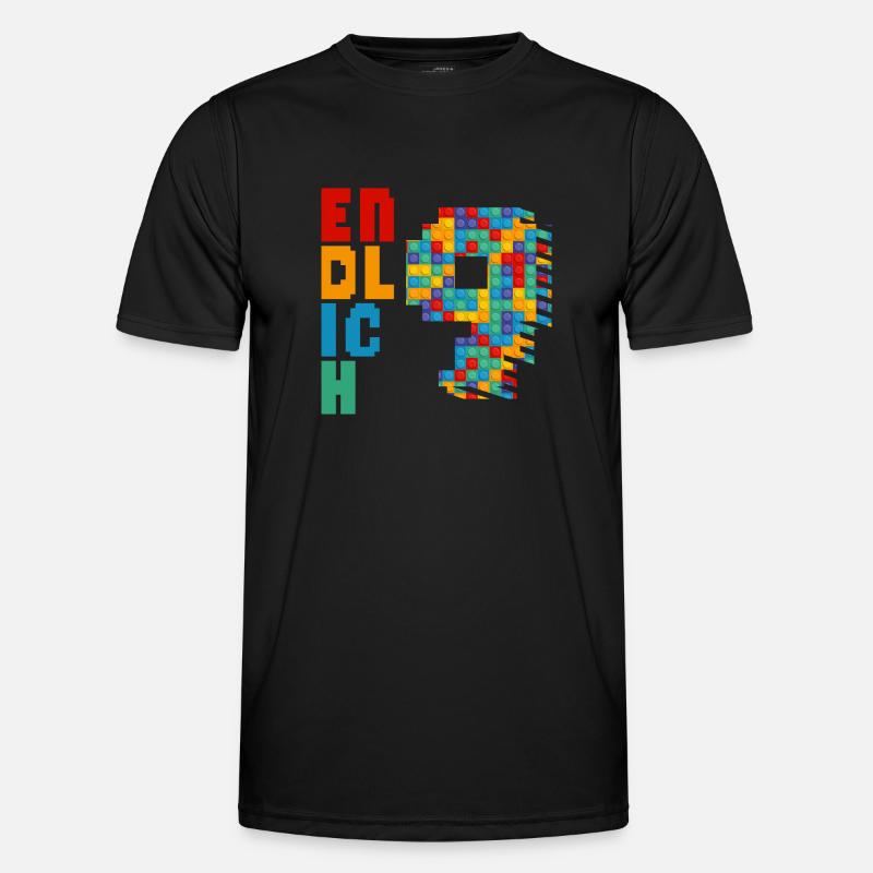 Endlich 9 Baustein - Männer Funktions-T-Shirt - Schwarz