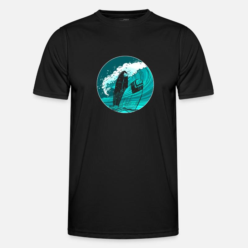 Surfboard surfing surfer wave - Men's Functional T-Shirt - black