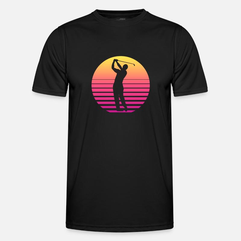 Golf Golfer Golfen Retro 80er - Männer Funktions-T-Shirt - Schwarz