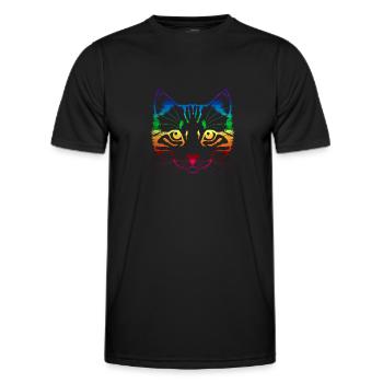 Katze Regenbogen LGBT - Männer Funktions-T-Shirt - Schwarz - Vorne - AI Model Male 178 dark (178cm)
