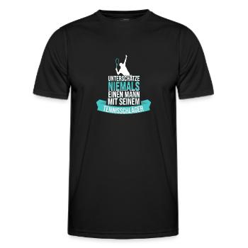 Tennis saying tennis racket funny - Men's Functional T-Shirt - black - Front - AI Model Male 178 dark (178cm)