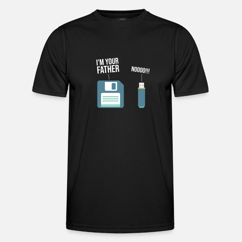 Lustig 90er Floppy Disk Computer USB - Männer Funktions-T-Shirt - Schwarz