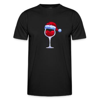 Vin verre à vin père noël chapeau de noël - T-shirt sport Homme - noir - Devant - AI Model Male 178 dark (178cm)