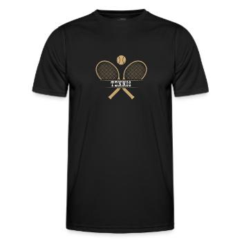 Tennis vintage tennis player tennis racket sport - Men's Functional T-Shirt - black - Front - AI Model Male 178 dark (178cm)