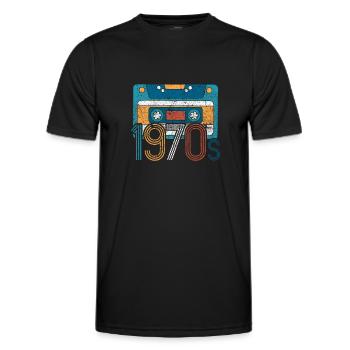 70er Jahre Musik Kassette Vintage Retro - Männer Funktions-T-Shirt - Schwarz - Vorne - AI Model Male 178 dark (178cm)