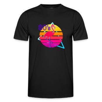 80er Jahre Musik Flamingo Retro - Männer Funktions-T-Shirt - Schwarz - Vorne - AI Model Male 178 dark (178cm)