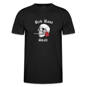 Skull skull red rose skeleton - Men's Functional T-Shirt - black - Front - AI Model Male 178 dark (178cm)