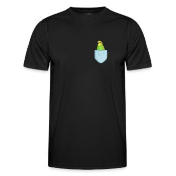 Budgie breast pocket cute bird pet - Men's Functional T-Shirt - black - Front - AI Model Male 178 dark (178cm)