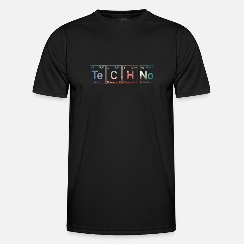 Techno Musik Periodensystem EDM Rave Männer Funktions-T-Shirt