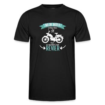 Mofa Moped Motorrad Zweitakt lustig Spruch - Männer Funktions-T-Shirt - Schwarz - Vorne - AI Model Male 178 dark (178cm)