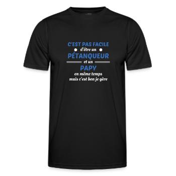 t shirt papy petanque cadeau noel grand pere - T-shirt sport Homme - noir - Devant - AI Model Male 178 dark (178cm)