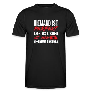 Albanische Flagge Albanischer Adler Shqiponja - Männer Funktions-T-Shirt - Schwarz - Vorne - AI Model Male 178 dark (178cm)